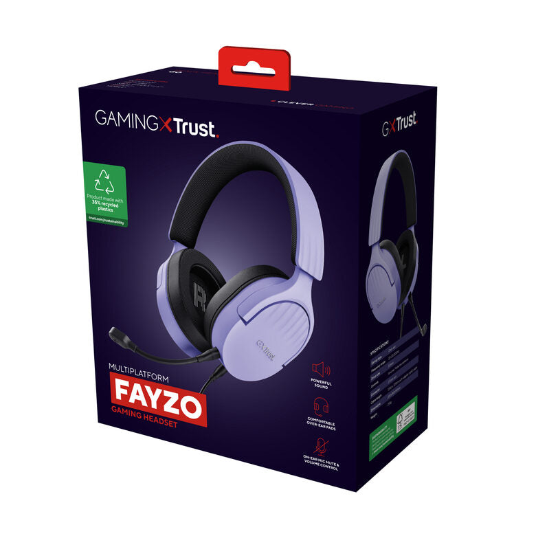 Trust GXT 489P FAYZO Auricolare Cablato A Padiglione Giocare Nero, Viola
