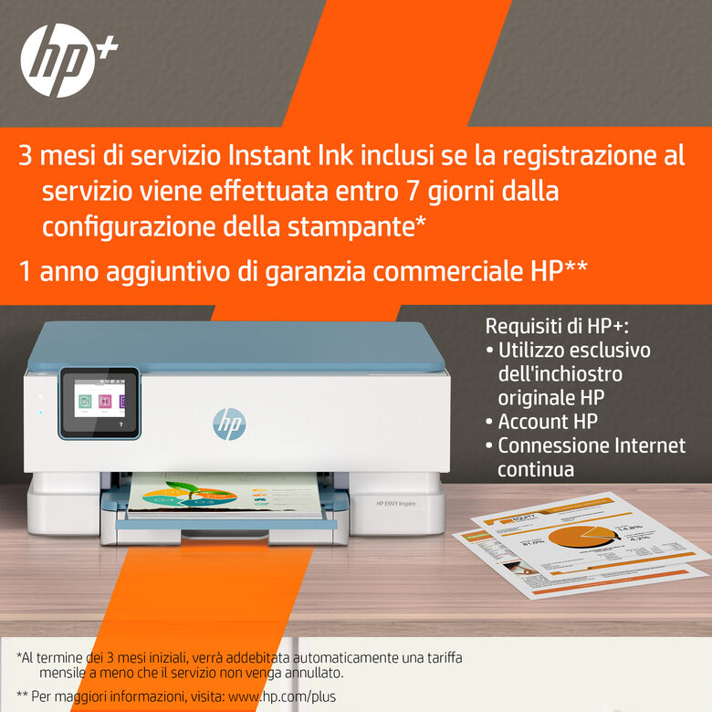 HP ENVY Inspire 7221e Wireless All-in-One Colore Stampante, Instant Ink; Stampa di foto
