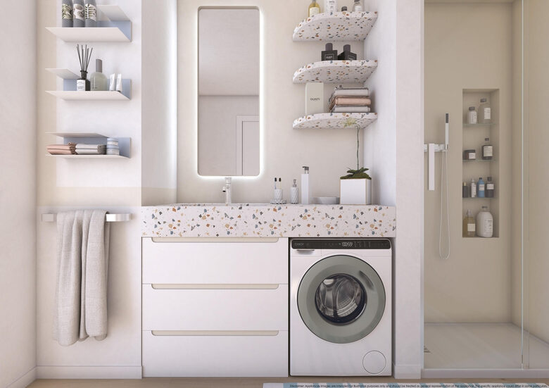 Candy CW50-BP12307GU-S, Prowash 700 Mini Lavatrice A Libera Installazione 5 Kg, 1200 Giri, Classe A, Bianco, Inverter, Wi-fi