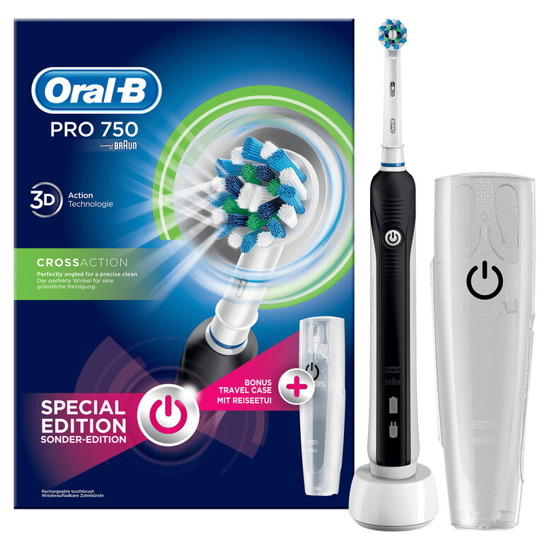 Oral-B PRO 750 CrossAction Adulto Spazzolino rotante-oscillante Nero