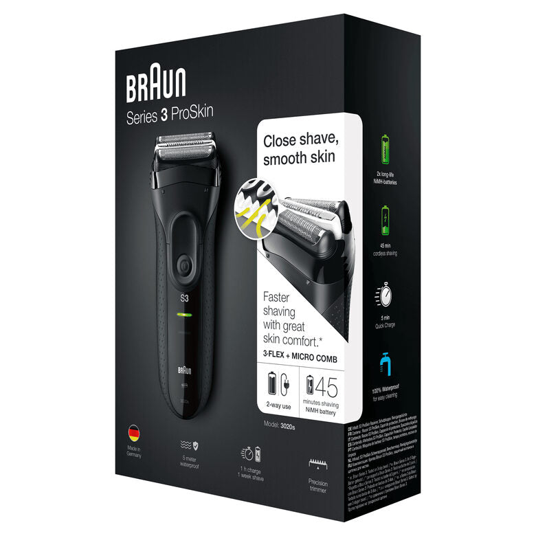 Braun Series 3 ProSkin 3020s Rasoio Elettrico, Nero