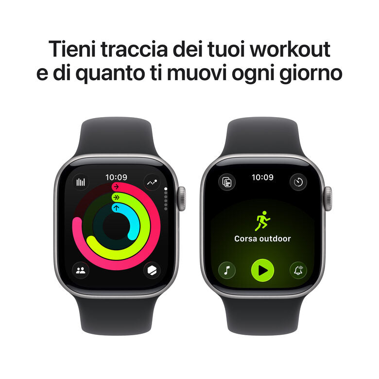 Apple Watch Series 11 GPS 42mm Cassa Alluminio Grigio Siderale con Sport Band Nero - M/L