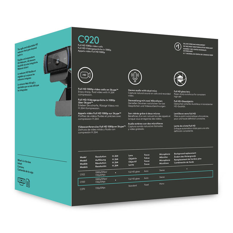 Logitech C920 PRO HD webcam 3 MP 1920 x 1080 Pixel USB 2.0 Nero