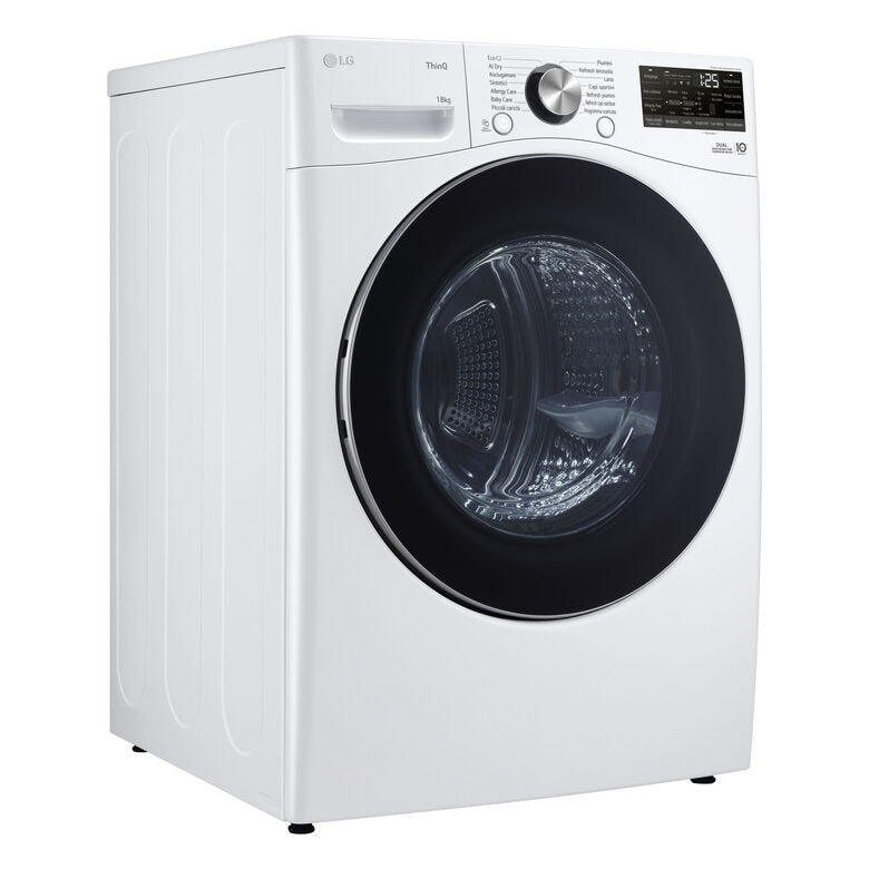 LG RH18U8AVCW Asciugatrice A Libera Installazione 18 Kg, Pompa Di Calore, Dual Inverter, Motore Direct Drive, AI Dry, Wi-Fi, Classe D, Bianca