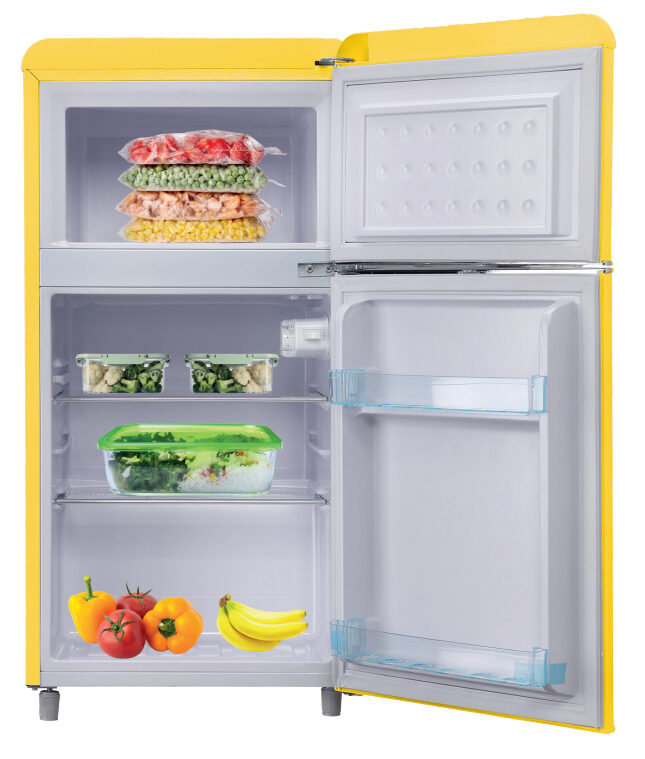 DCG Eltronic MF100YCDP frigorifero con congelatore Libera installazione 100 L Giallo