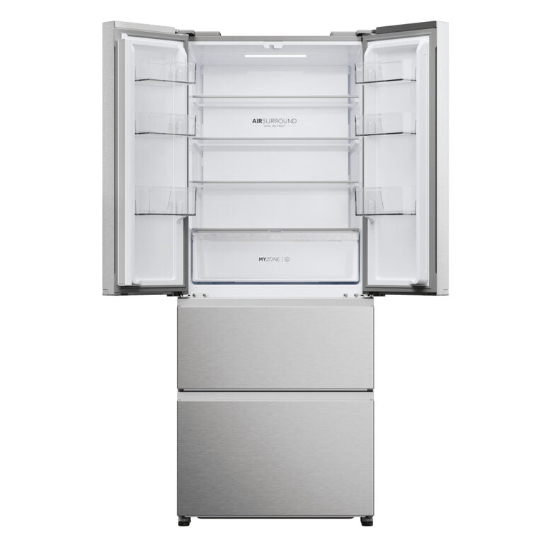 Haier HFR3718ENMM FD 70 Serie 3 Frigorifero Combinato A Libera Installazione, No Frost, Display, Classe E, Acciaio Inox