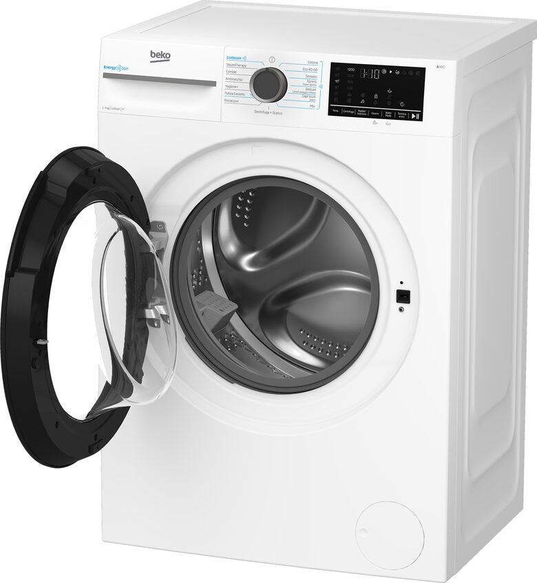Beko BMWSU4721A Lavatrice Slim A Libera Installazione 7 Kg, 1200 Giri, EnergySpin, Ironfast, Vapore Igienizzante SteamCure™, AutoClean, Classe A, Bianco