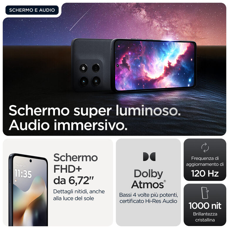 Motorola moto g56 5G 17,1 cm (6.72") Dual SIM ibrida Smartphone Android 15 USB tipo-C 8 GB 512 GB 5200 mAh Nero