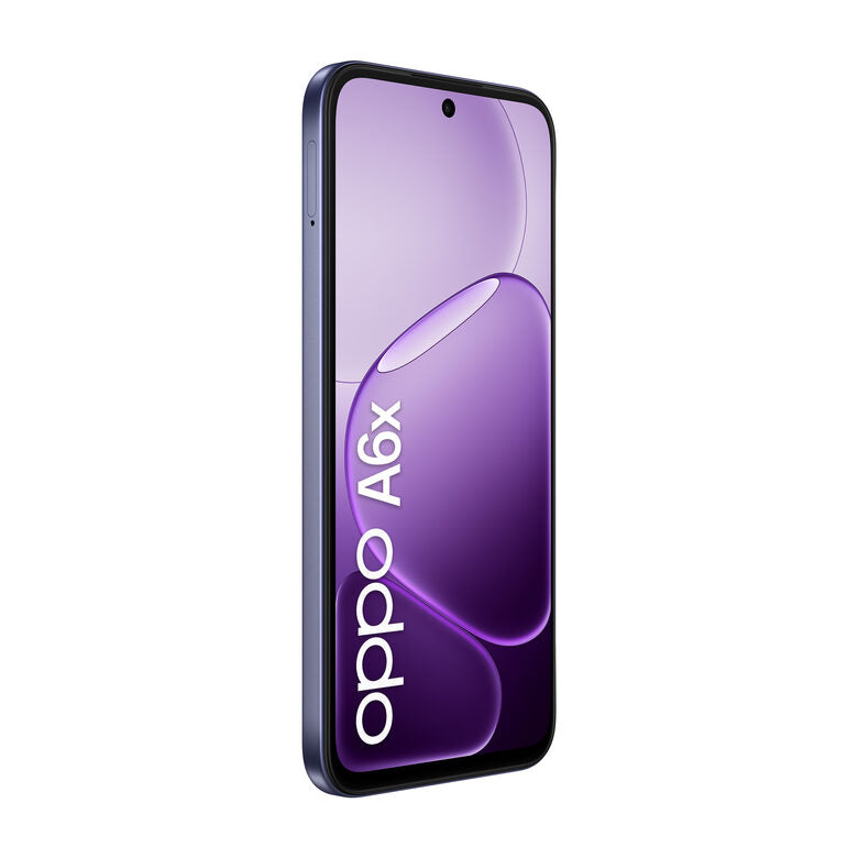 OPPO A6x AI Smartphone, doppia fotocamera 13MP+QVGA, Selfie 5MP, Display 6.75” 120HZ IPS HD+, 6100mAh, RAM 4GB(Esp1GB/2GB/4GB)+ROM 128GB [Versione Italia], Black Purple
