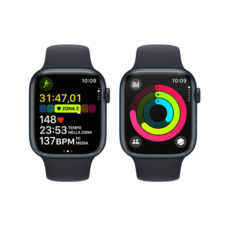 Apple Watch Series 9 GPS + Cellular Cassa 45mm in Alluminio Mezzanotte con Cinturino Sport Mezzanotte - M/L