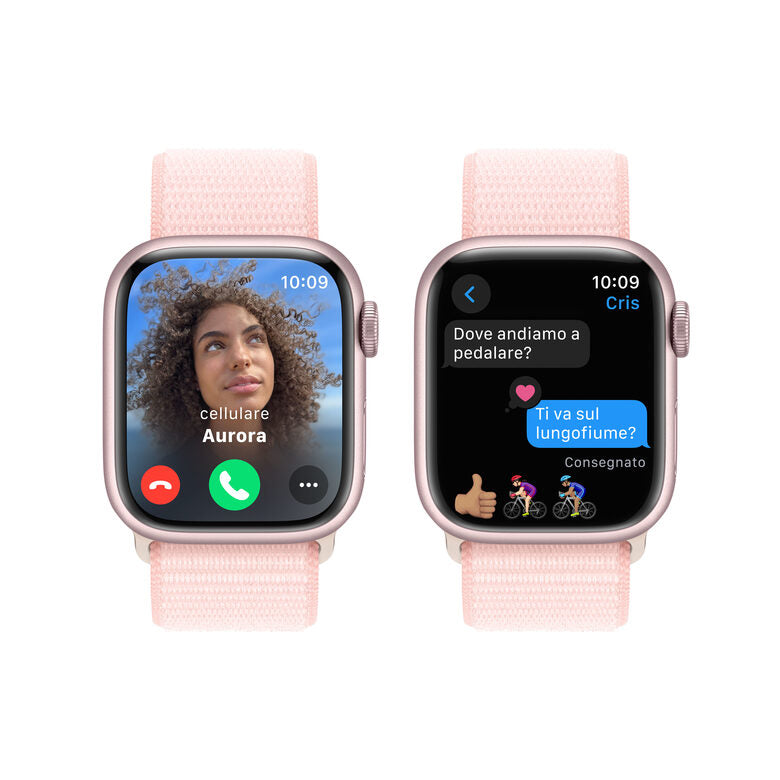Apple Watch Series 9 GPS Cassa 41mm in Alluminio Rosa con Cinturino Sport Loop Rosa Confetto