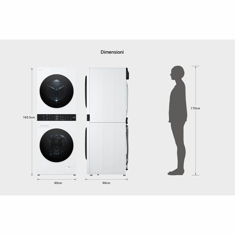 LG WashTower WT1210WWF Colonna Bucato 12/10kg AI DD, Classe A, Pannello unificato