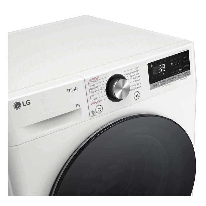 LG F4R7009TSWB Lavatrice 9kg AI DD, Classe A-10%, 1400 giri, TurboWash, Vapore