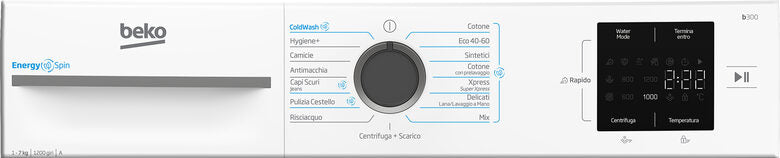 Beko BMWU3721A Lavatrice Slim A Libera Installazione 7 Kg, Energyspin, 1200 Giri, Vapore Igienizzante SteamCure™, AutoClean, Classe A, Bianco