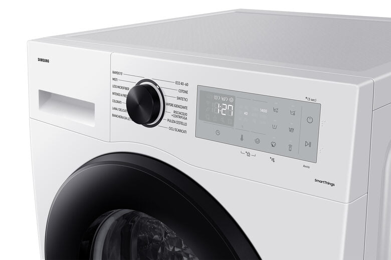 Samsung WW90CGC04DAHET Lavatrice A Libera Installazione 9 Kg, 1400 Giri, Crystal Clean™, SmartThings AI Energy Mode, Ecobubble™, Vapore Igienizzante, Classe A, Bianco