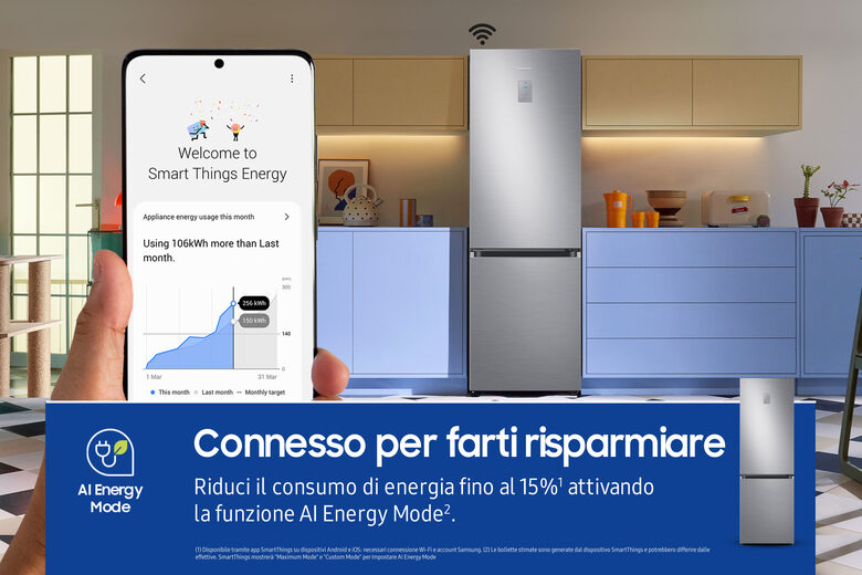 Samsung RB34C775CS9 Frigorifero Combinato EcoFlex AI 1.85m 344L
