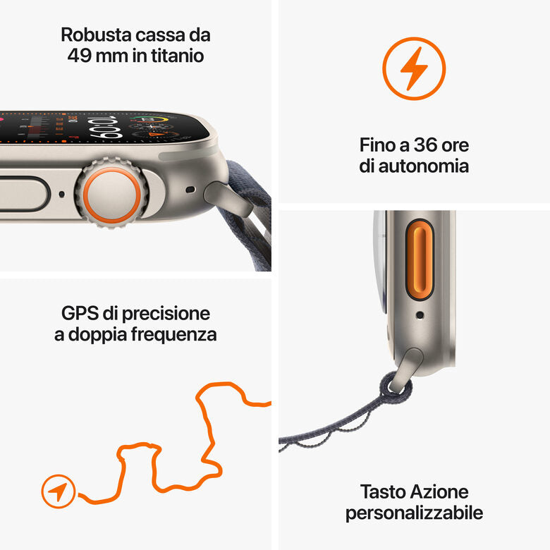 Apple Watch Ultra 2 GPS + Cellular, Cassa 49m in Titanio con Cinturino Ocean Bianco