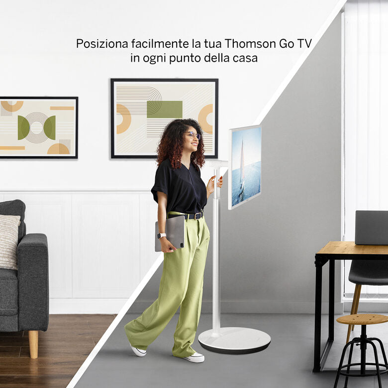 Thomson Go TV portatile 32 pollici bianco Smart TV Android batteria integrata 32HA4M44