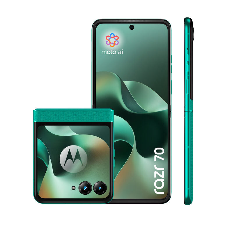 Motorola razr 70 (8/256GB, Doppia camera 50MP, Display interno FHD+ 6.9" 120Hz e esterno 3.62", MediaTek Dimensity 7450X, 4800mAh, TurboPower 30W, Android 16), PANTONE Sporting Green
