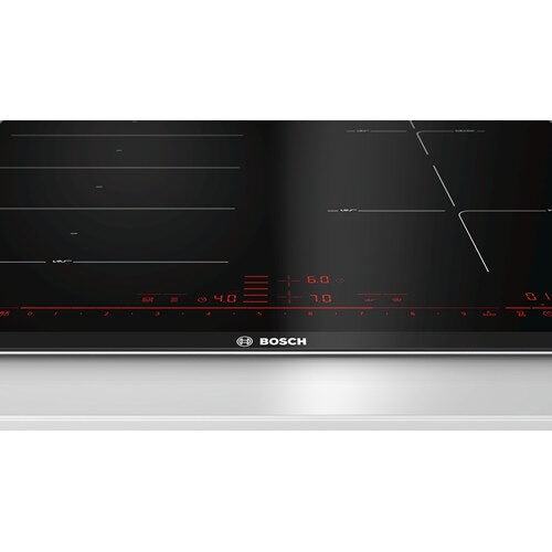Bosch PXE675DC1E piano cottura Nero, Acciaio inossidabile Da incasso Piano cottura a induzione 4 Fornello(i)