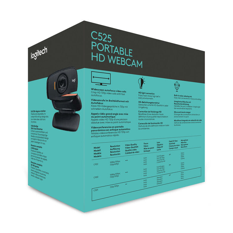 Logitech C525 webcam 8 MP 1280 x 720 Pixel USB 2.0 Nero