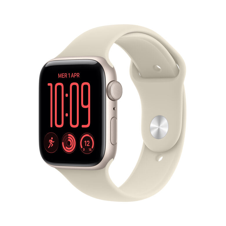 Apple Watch SE (3nd generation) SE 3 GPS, Cassa 44 mm in alluminio galassia con Cinturino Sport sabbia - M/L