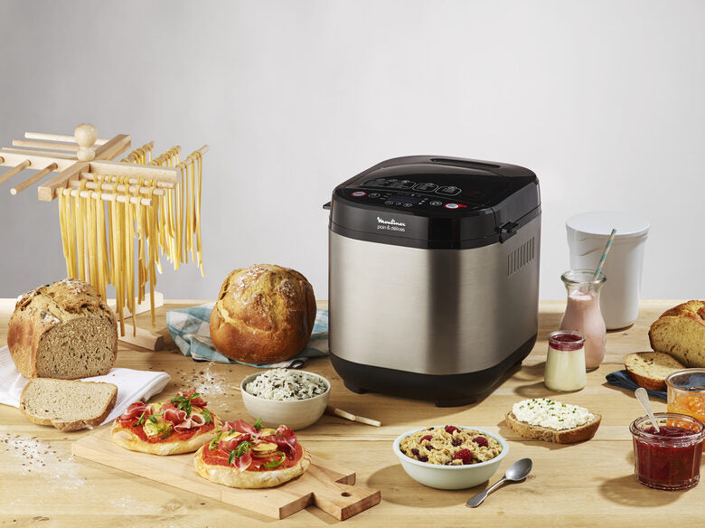 Moulinex OW240E Pain & Delices Macchina del Pane in Acciaio Inossidabile, con Funzione Yogurt, 20 Programmi Automatici di cui 3 Senza Glutine