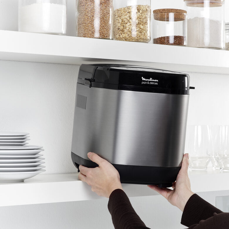Moulinex OW240E Pain & Delices Macchina del Pane in Acciaio Inossidabile, con Funzione Yogurt, 20 Programmi Automatici di cui 3 Senza Glutine