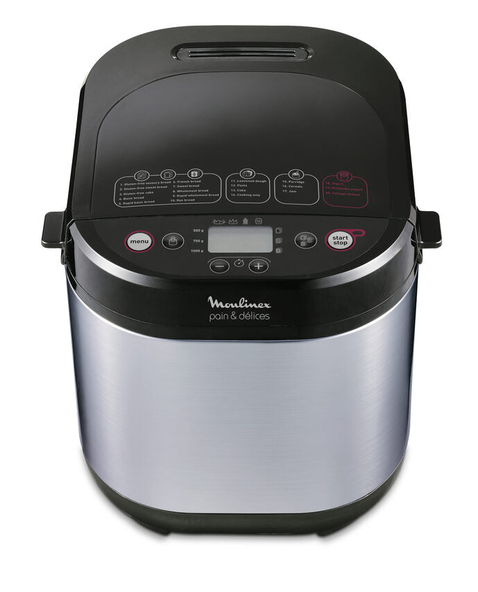 Moulinex OW240E Pain & Delices Macchina del Pane in Acciaio Inossidabile, con Funzione Yogurt, 20 Programmi Automatici di cui 3 Senza Glutine