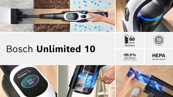 Bosch BCS1041WAC Scopa elettrica, Unlimited 10, Bianco