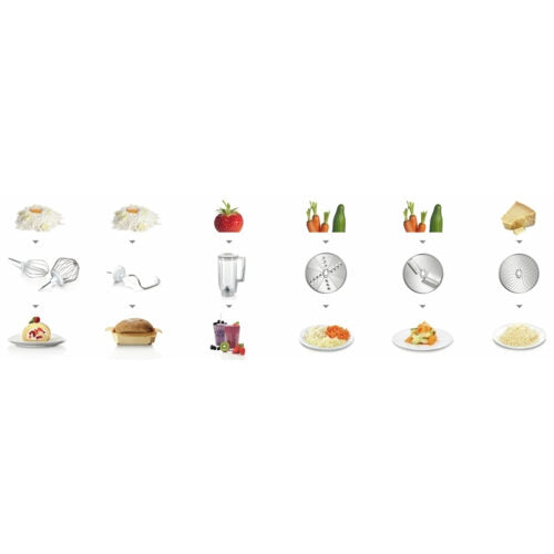 Bosch MUM58720 robot da cucina 1000 W 3,9 L Grigio, Rosso, Stainless steel