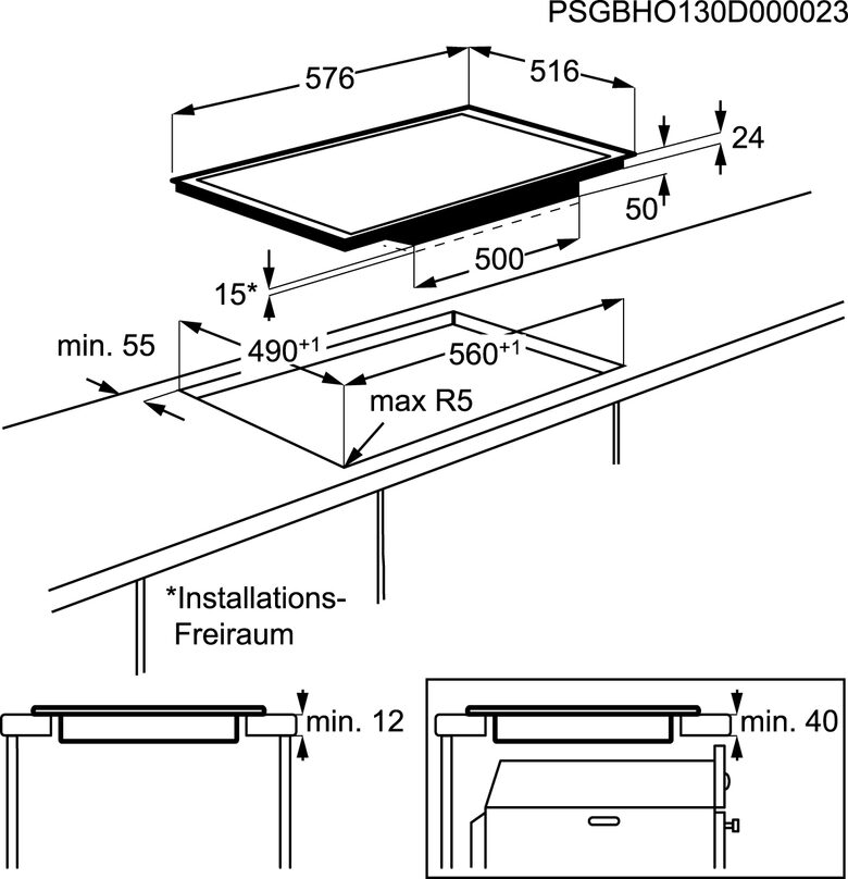 AEG HKP65410XB Nero Da incasso Piano cottura a induzione 4 Fornello(i)