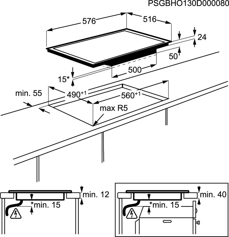 AEG HKP65410XB Nero Da incasso Piano cottura a induzione 4 Fornello(i)