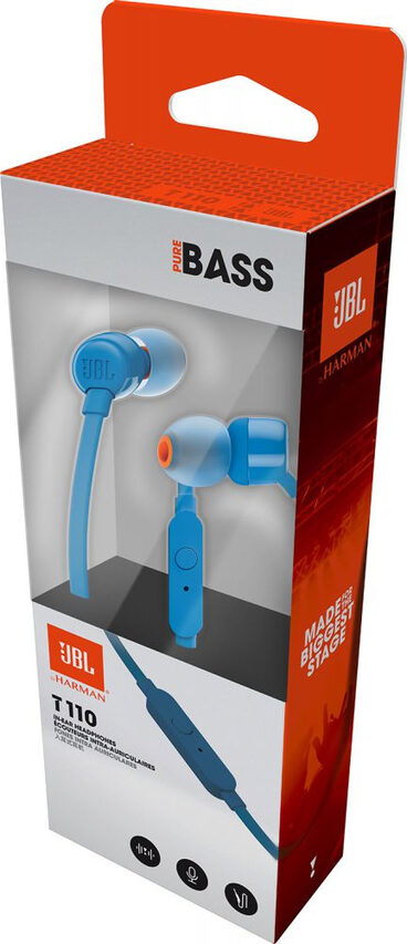 JBL T110 Auricolare Cablato In-ear Musica e Chiamate Blu