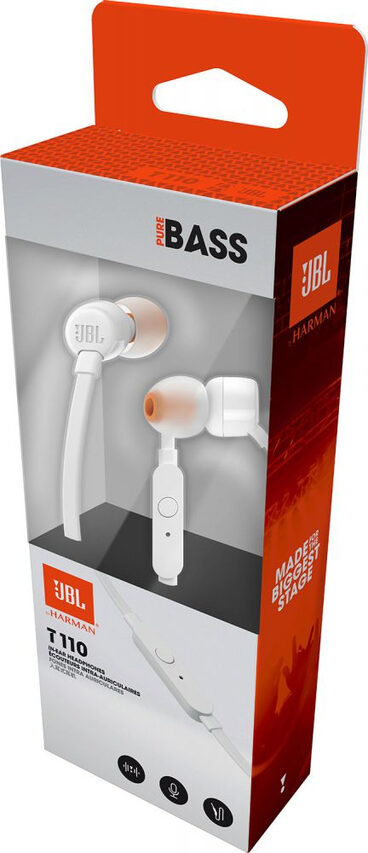 JBL T110 Auricolare Cablato In-ear Musica e Chiamate Bianco