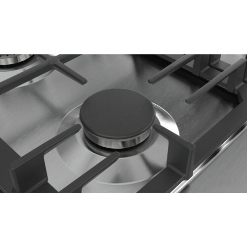 Bosch Serie 6 PCH6A5B90 piano cottura Nero, Acciaio inossidabile Da incasso Gas 4 Fornello(i)