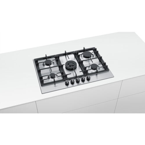 Bosch Serie 6 PCQ7A5B90 piano cottura Acciaio inossidabile Da incasso Gas 5 Fornello(i)