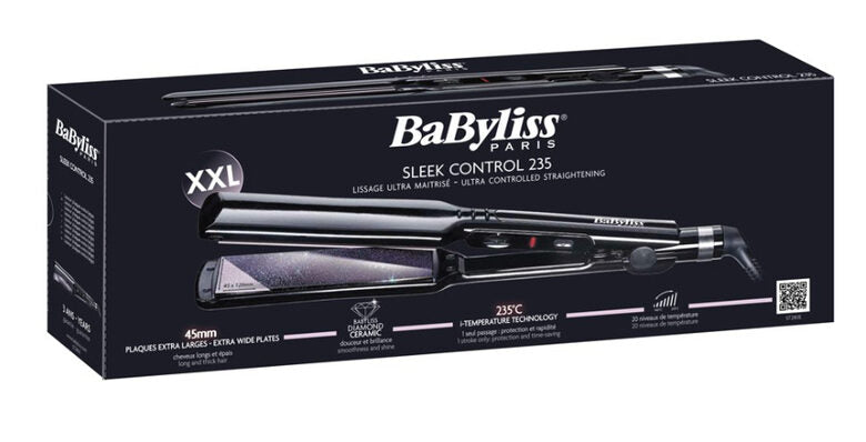 BaByliss Sleek control 230 Piastra per capelli Vapore Nero 1,8 m