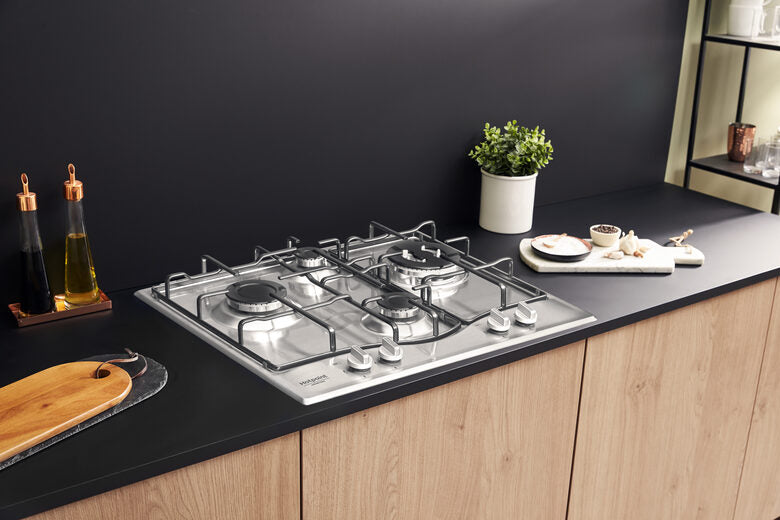 Hotpoint PCN 642 T/IX/HAR piano cottura Acciaio inossidabile Da incasso 60 cm Gas 4 Fornello(i)