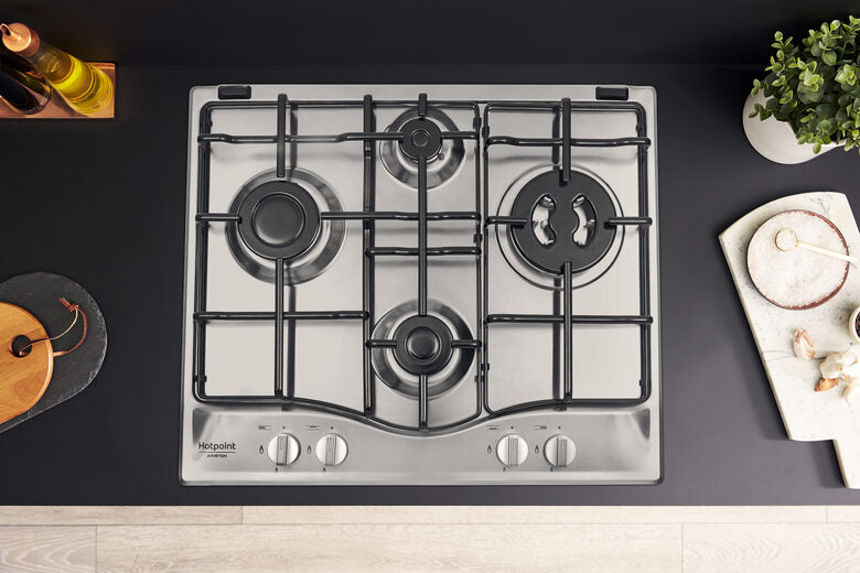 Hotpoint PCN 642 T/IX/HAR piano cottura Acciaio inossidabile Da incasso 60 cm Gas 4 Fornello(i)