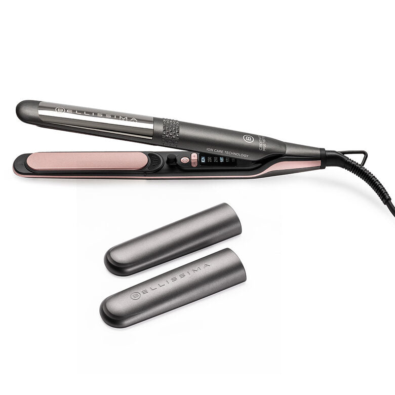 Bellissima Imetec Creativity Multistyle, Piastra per capelli Lisci o Mossi, Rivestimento ceramica, Particelle Diamante, Cheratina, Piastre Flessibili e Calde Anche Esternamente, 5 temperatur