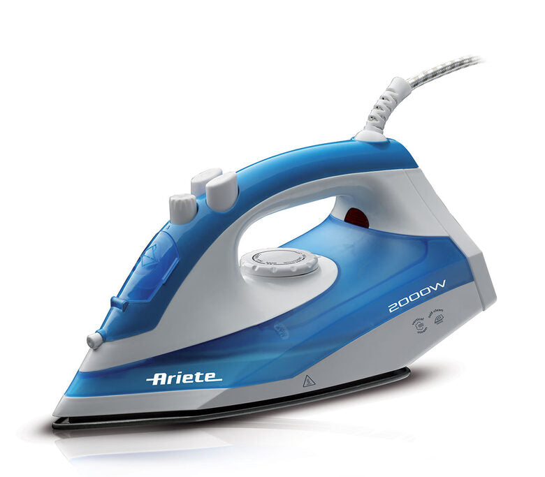 Ariete 6234 Ferro da stiro a secco e a vapore Teflon soleplate 2000 W Blu, Bianco