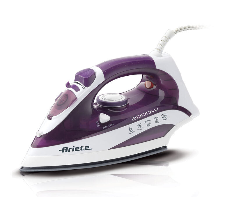 Ariete 6235 Ferro da stiro a secco e a vapore Ceramica 2000 W Porpora, Bianco