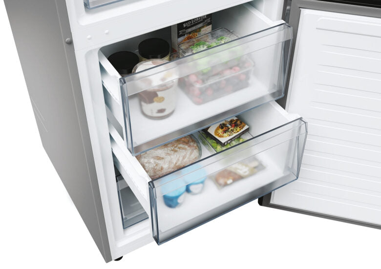 Candy CNCQ2T618EX Fresco 300 Frigorifero Combinato A Libera Installazione, No Frost, Area Fresh 0°C, Classe E, Acciaio Inox