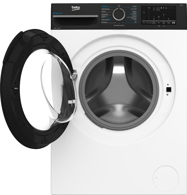 Beko BMGWT41241B B300 Lavatrice A Libera Installazione 12 Kg, 1400 Giri, Energyspin, Classe A, Nero Bianco