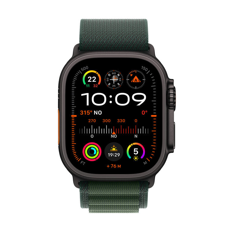 Apple Watch Ultra 2 GPS + Cellular 49mm Cassa Titanio Nero con Dark Green Alpine Loop - Medium