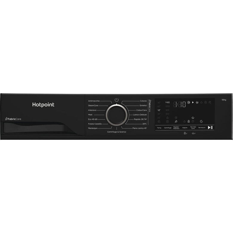 Hotpoint Ariston HB 103B CARE IT Lavatrice A Libera Installazione 10 Kg, 1400 Giri, Display Digitale XL, Vapore, Classe A -30%, Nero