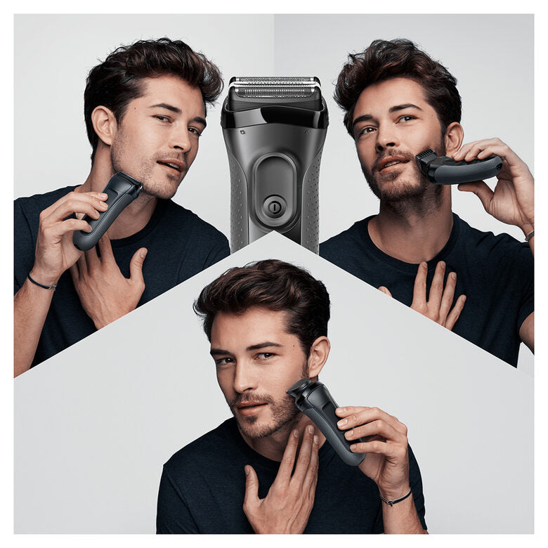 Braun BeardTrimmer Series 3 3000BT Shave&Style Rasoio Da Barba Elettrico Da Uomo, Nero/Grigio