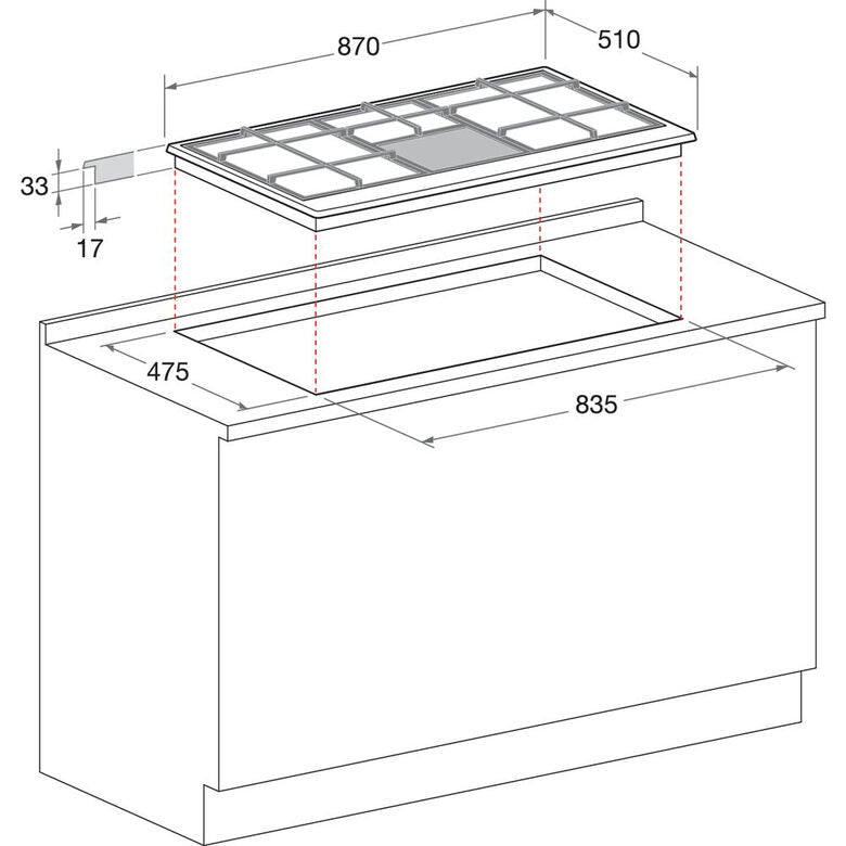 Hotpoint PHN 962 TS/IX/HA Acciaio inossidabile Da incasso 90 cm Gas 6 Fornello(i)