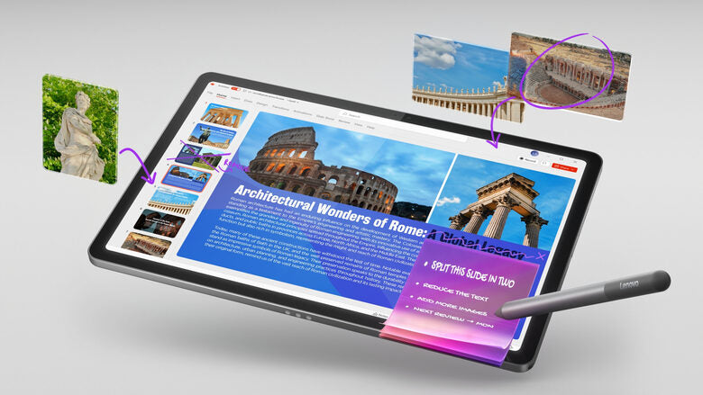 Lenovo Idea Tab - Display 11" 2.5K (2560x1600) IPS 500nits 90Hz - CPU MediaTek Dimensity 6300 - RAM 6GB - Memoria 128GB UFS - Grafica ARM Mali G57 MC2 - Connettività WiFi + 5G Slot Nano-SIM & MicroSD - Android 15 - Tab Pen Inclusi